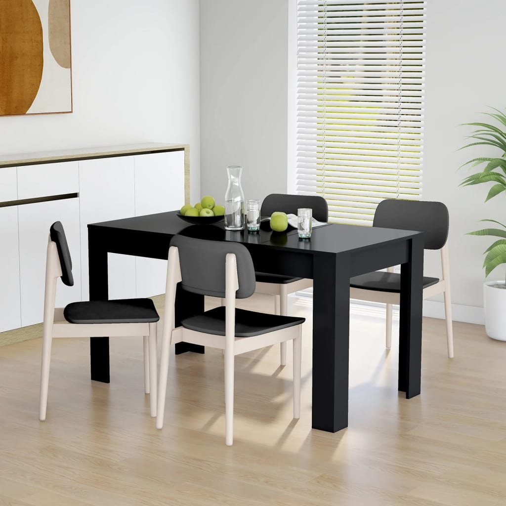 vidaXL Mesa de comedor de madera contrachapada negro 140x74,5x76 cm