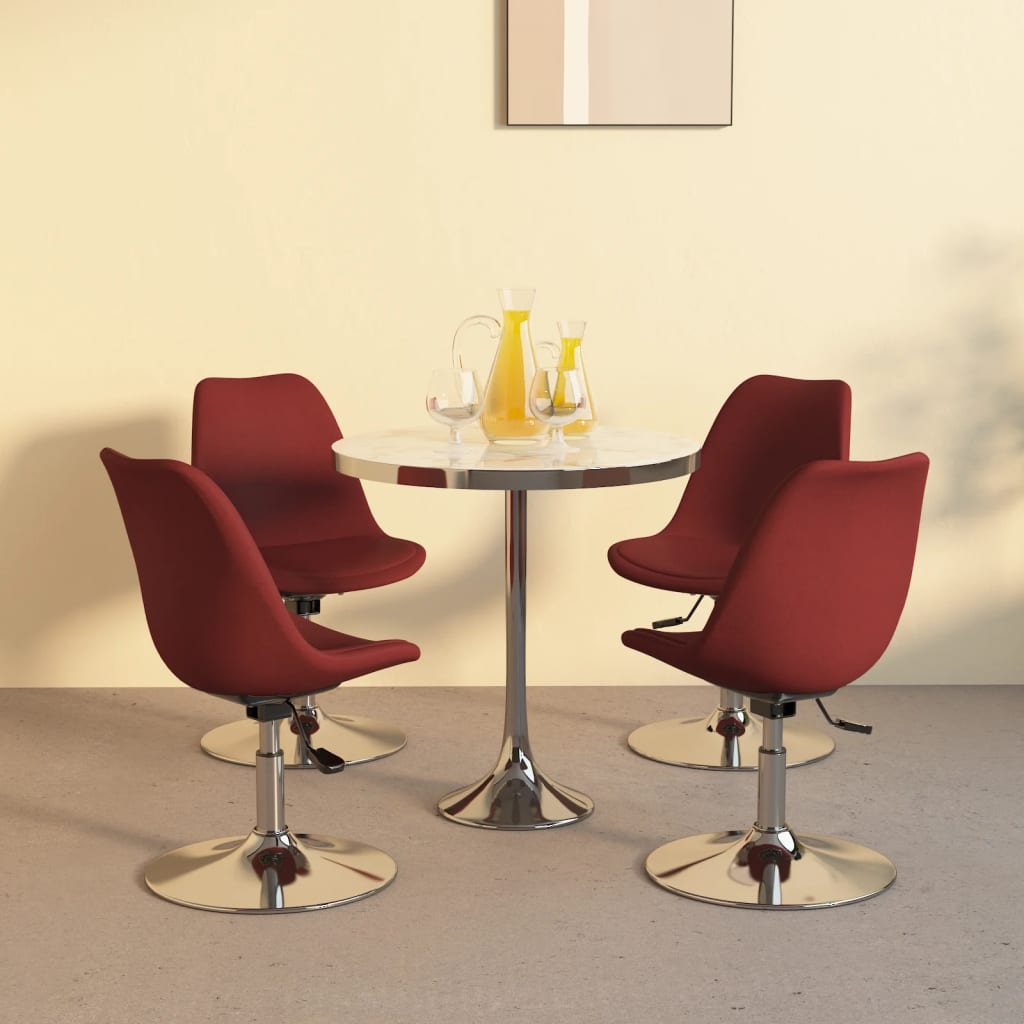 vidaXL Sillas de comedor giratorias 4 unidades tela rojo tinto