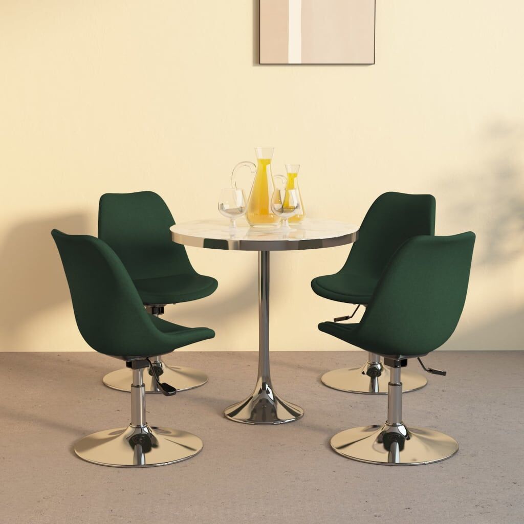 vidaXL Sillas de comedor giratorias 4 unidades tela verde oscuro