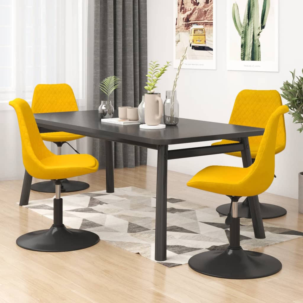 vidaXL Sillas de comedor giratorias 4 unidades terciopelo amarillo