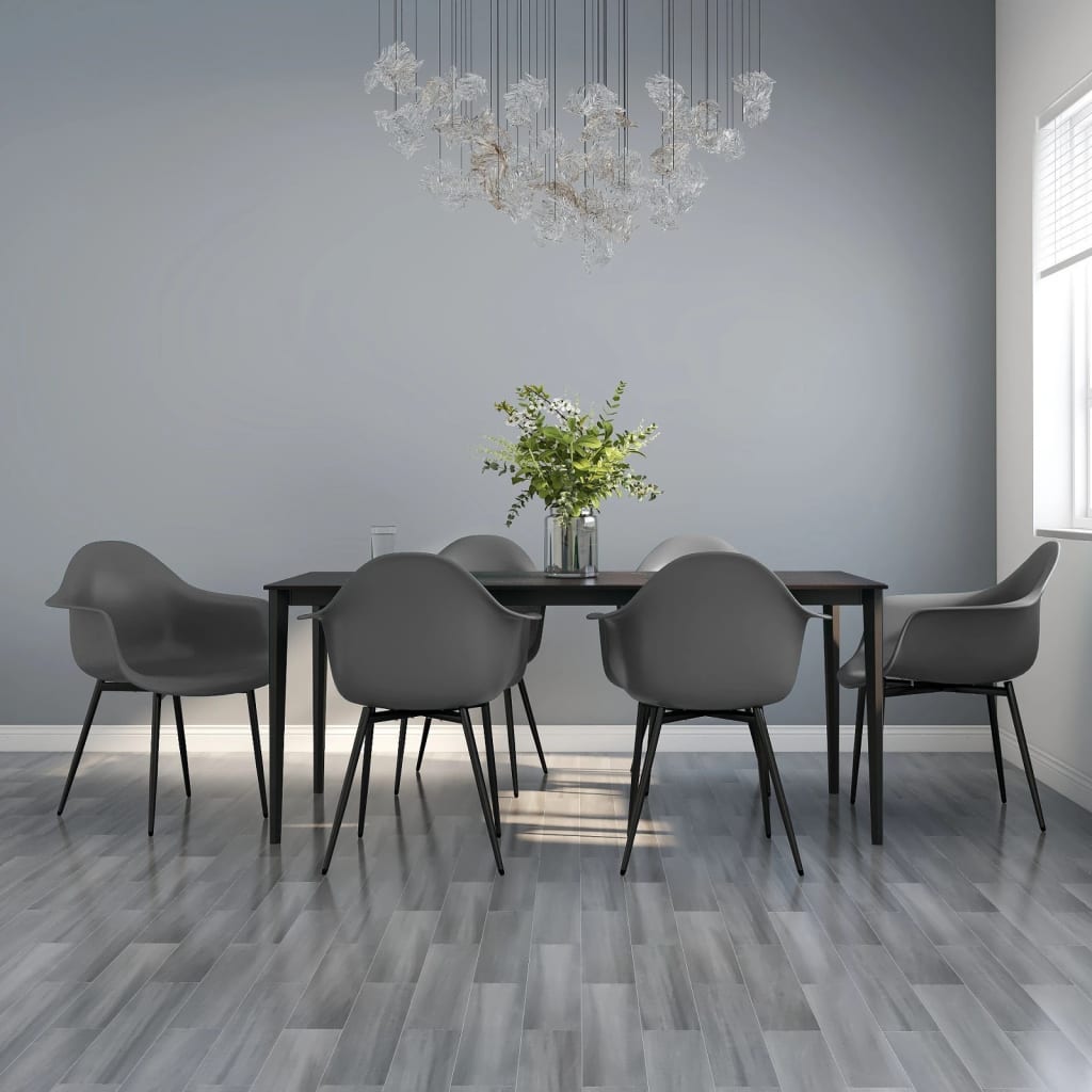 vidaXL Sillas de comedor 6 unidades gris PP