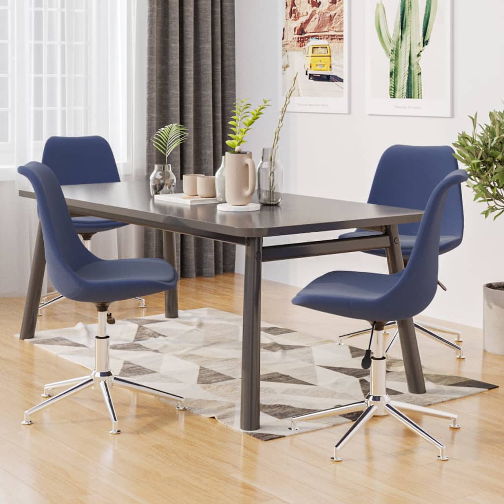 vidaXL Sillas de comedor giratorias 4 unidades tela azul