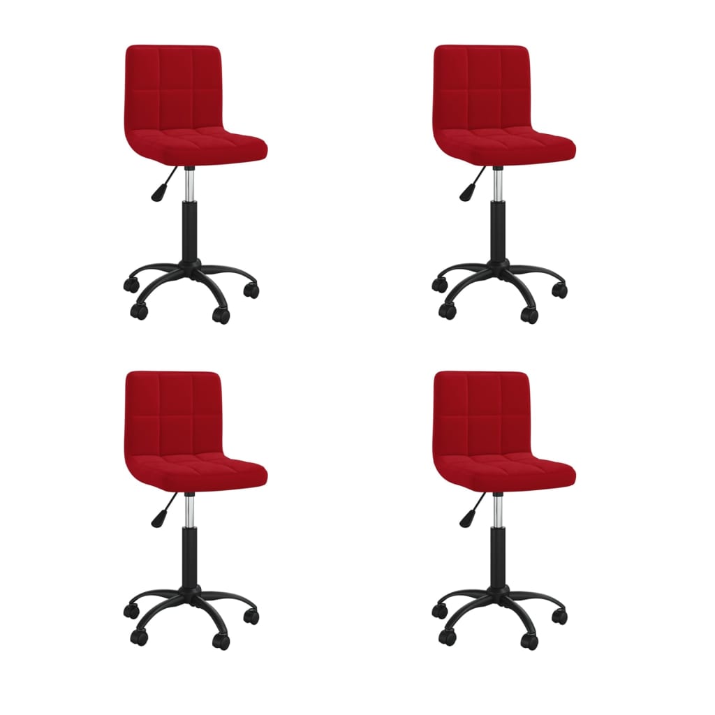 vidaXL Sillas de comedor giratorias 4 uds terciopelo rojo vino tinto