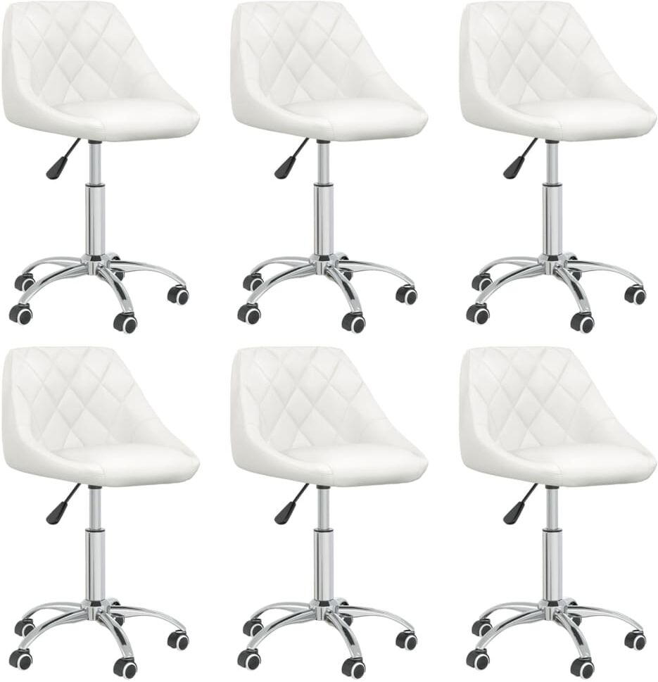 vidaXL Sillas de comedor giratorias 6 uds cuero sintético blanco