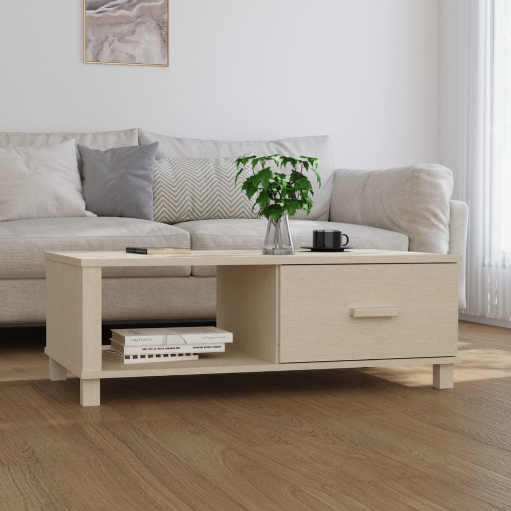 vidaXL Mesa de centro HAMAR madera maciza pino marrón miel 100x55x35cm