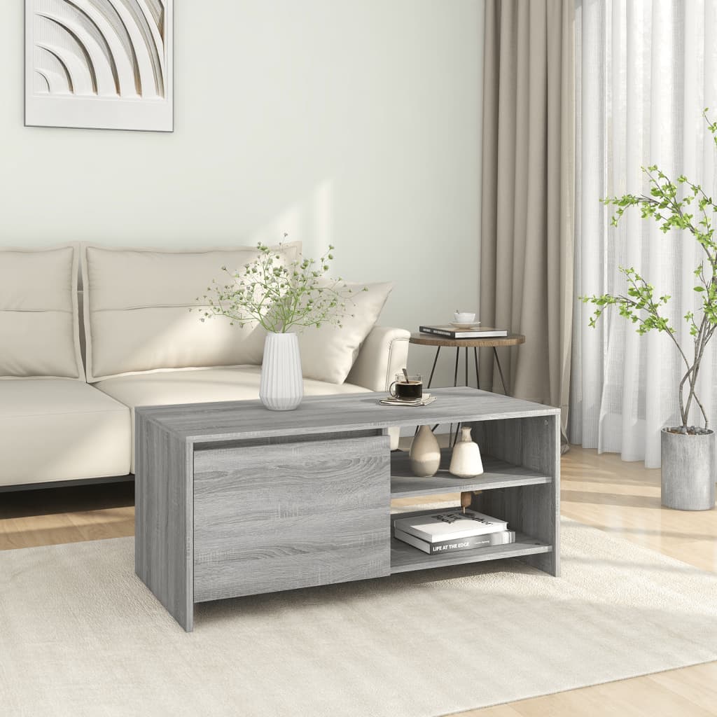 vidaXL Mesa de centro madera contrachapada gris Sonoma 102x50x45 cm