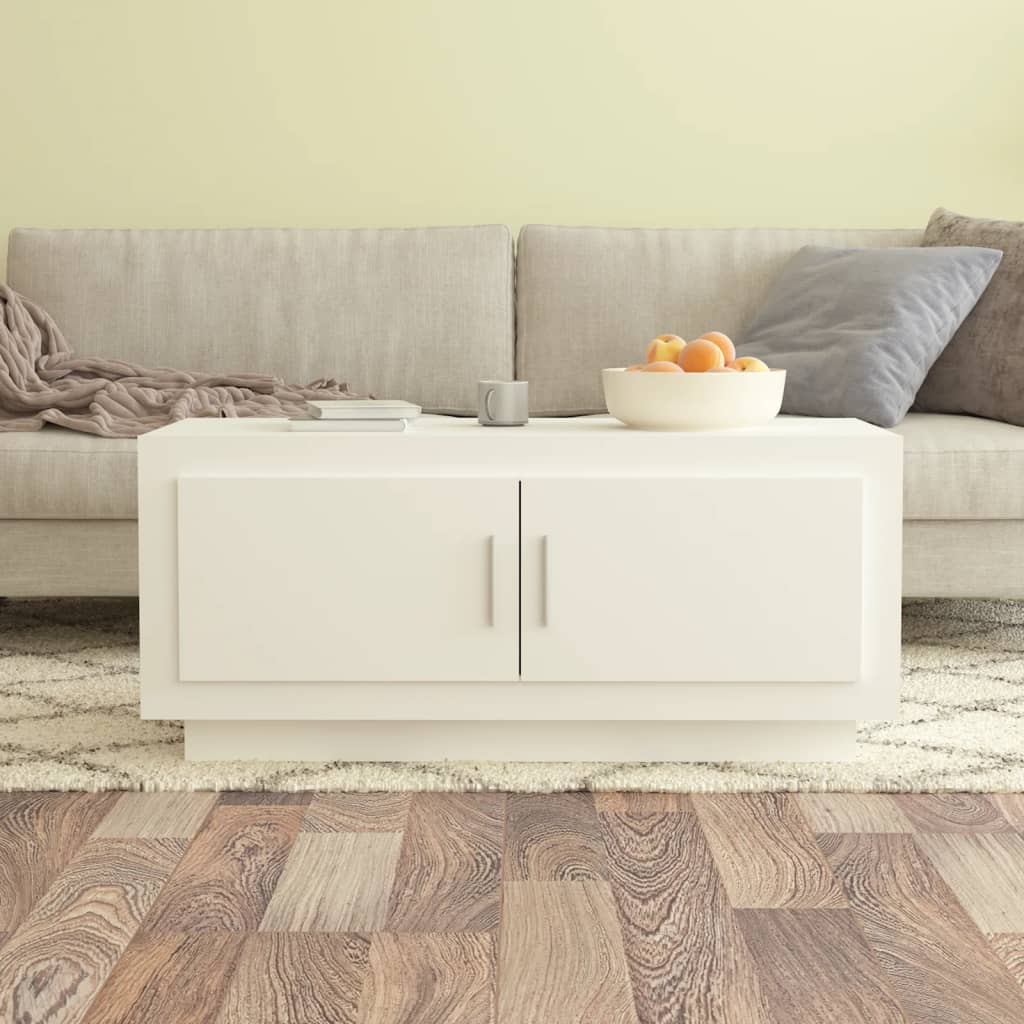 vidaXL Mesa de centro madera contrachapada blanco 102x50x45 cm