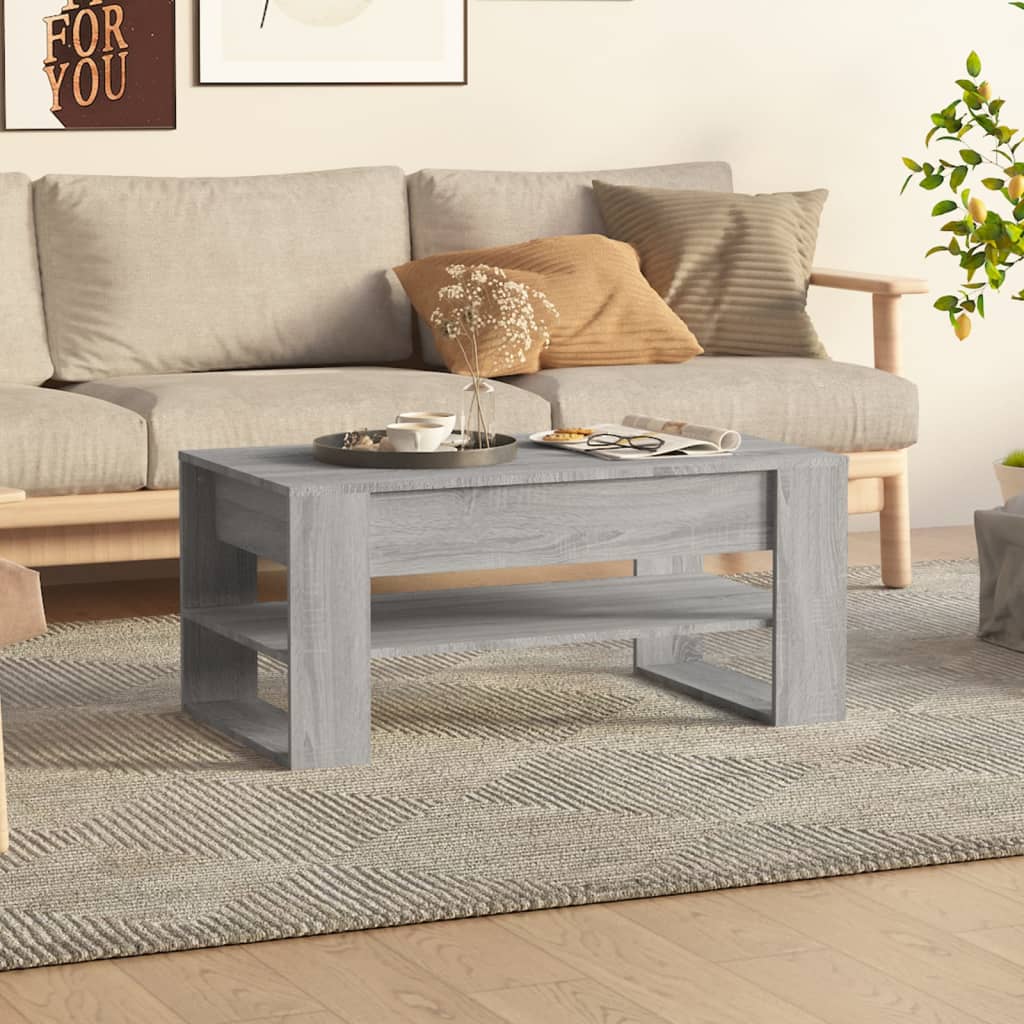 vidaXL Mesa de centro madera contrachapada gris Sonoma 102x55x45 cm