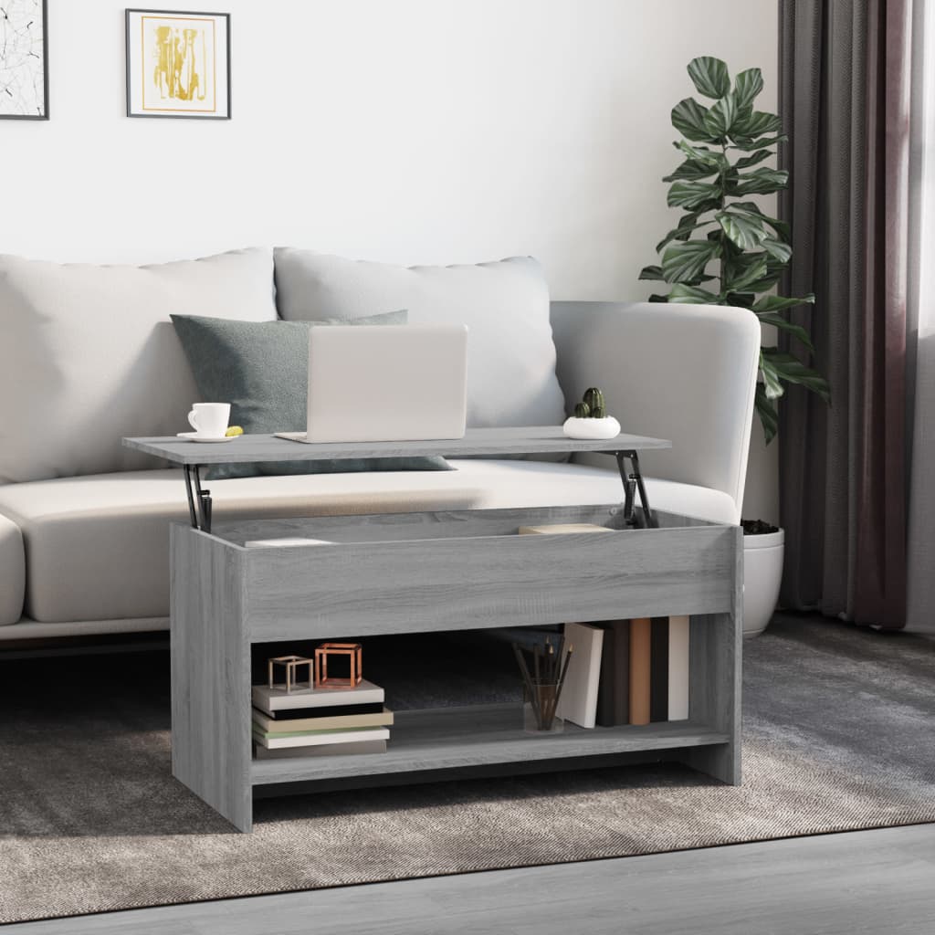 vidaXL Mesa de centro madera contrachapada gris Sonoma 102x50x52,5 cm