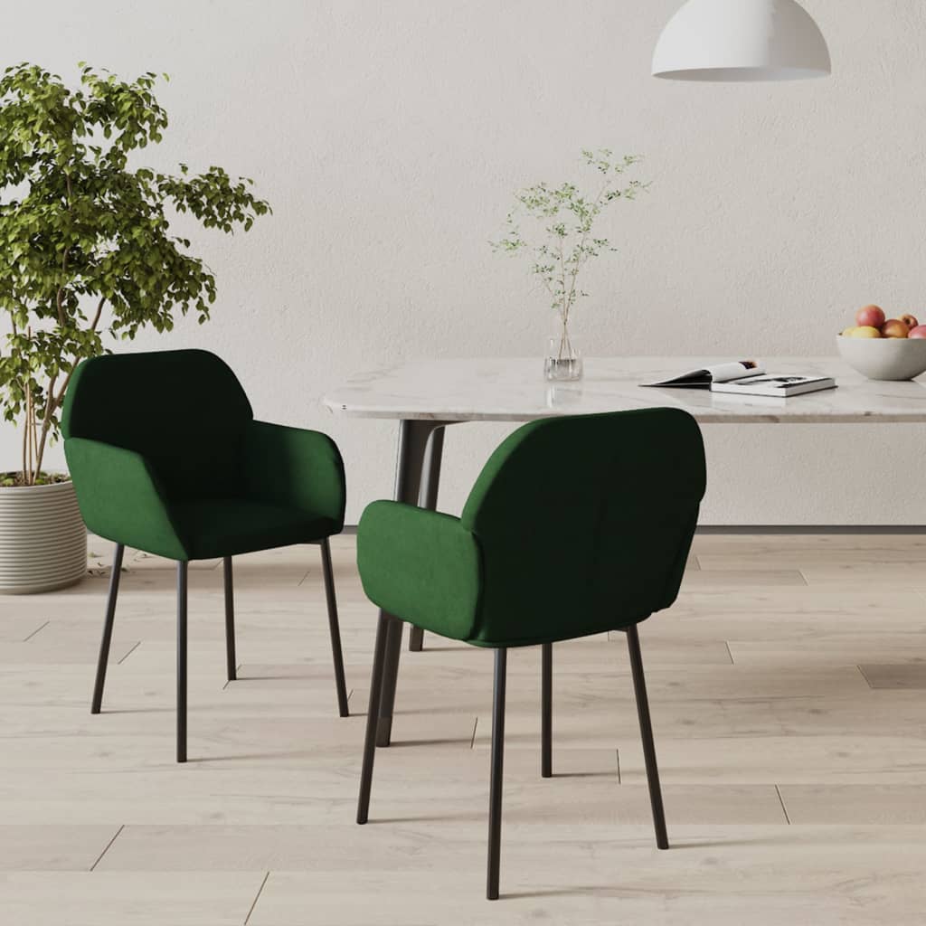 vidaXL Sillas de comedor 2 unidades terciopelo verde oscuro