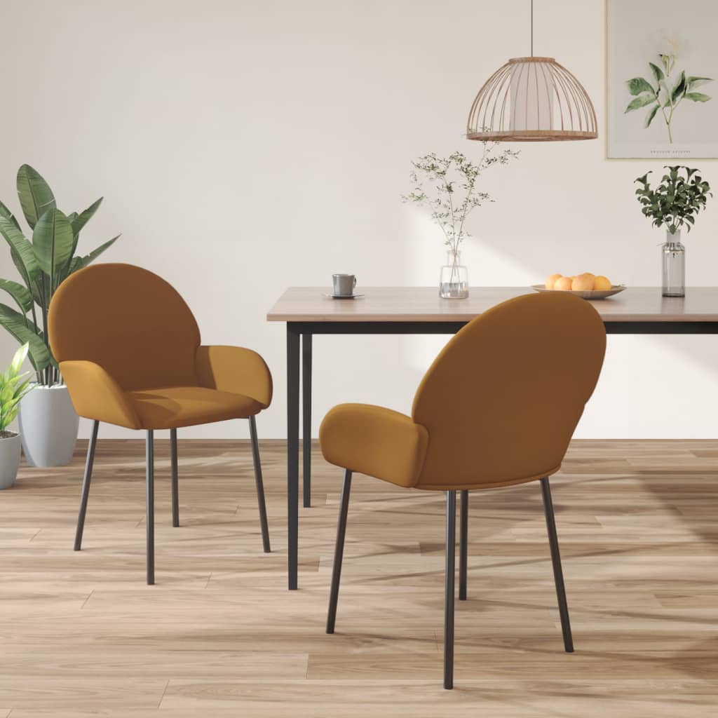 vidaXL Sillas de comedor 2 unidades terciopelo marrón