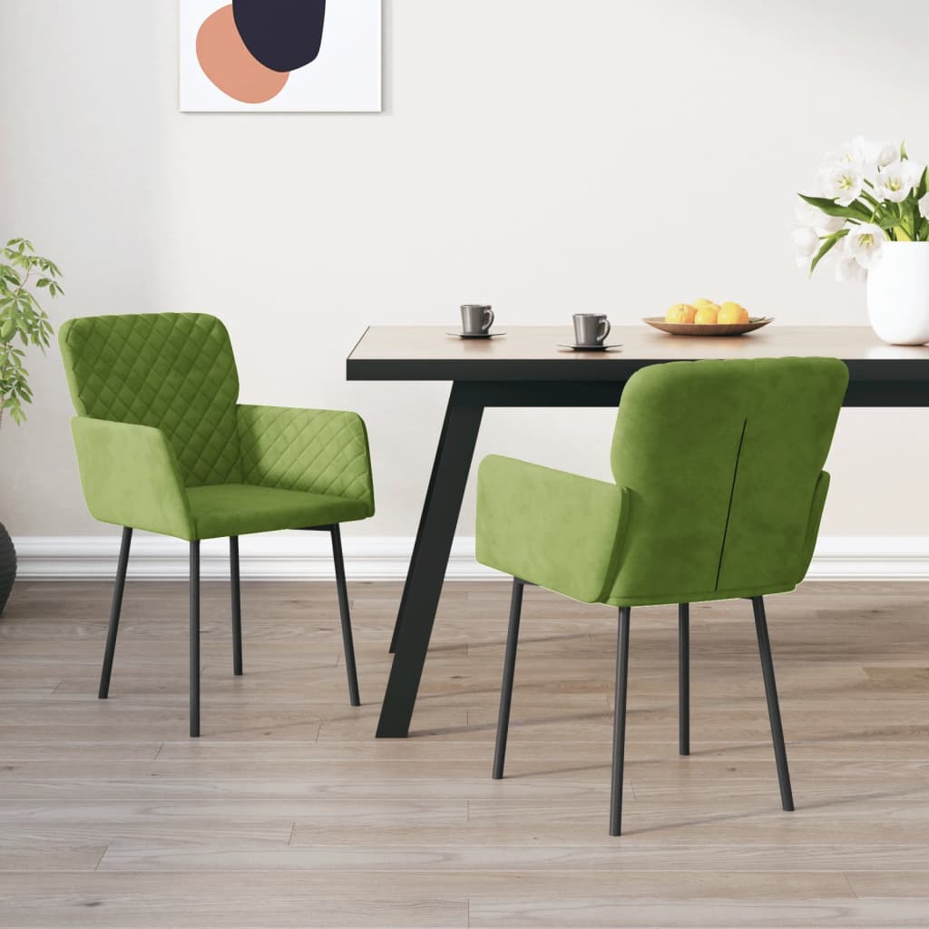 vidaXL Sillas de comedor 2 unidades terciopelo verde claro