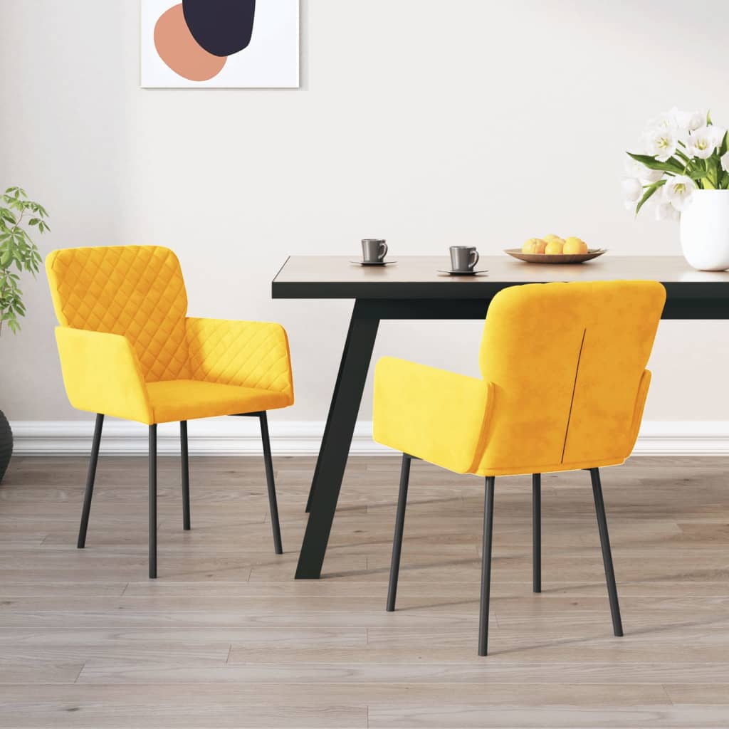 vidaXL Sillas de comedor 2 unidades terciopelo amarillo