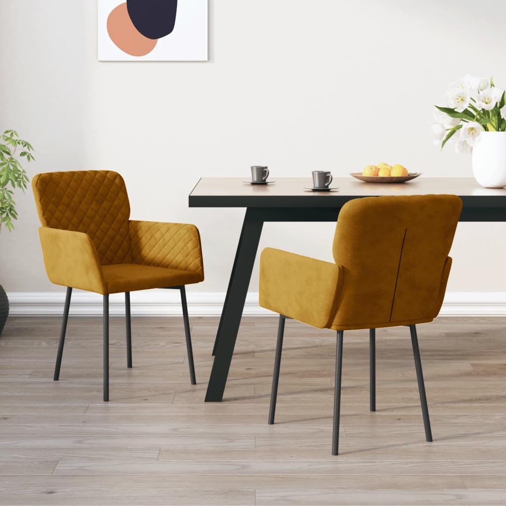 vidaXL Sillas de comedor 2 unidades terciopelo marrón