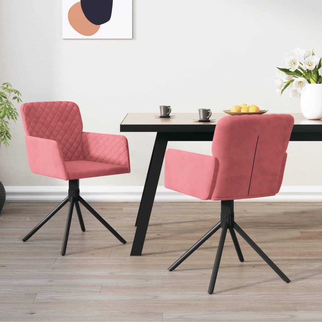 vidaXL Sillas de comedor giratorias 2 unidades terciopelo rosa