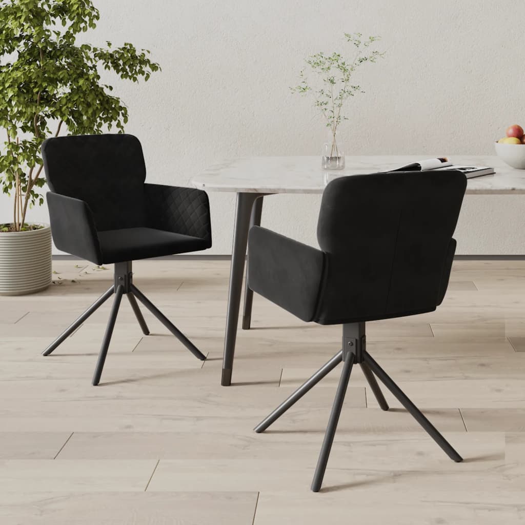 vidaXL Sillas de comedor giratorias 2 uds terciopelo negro