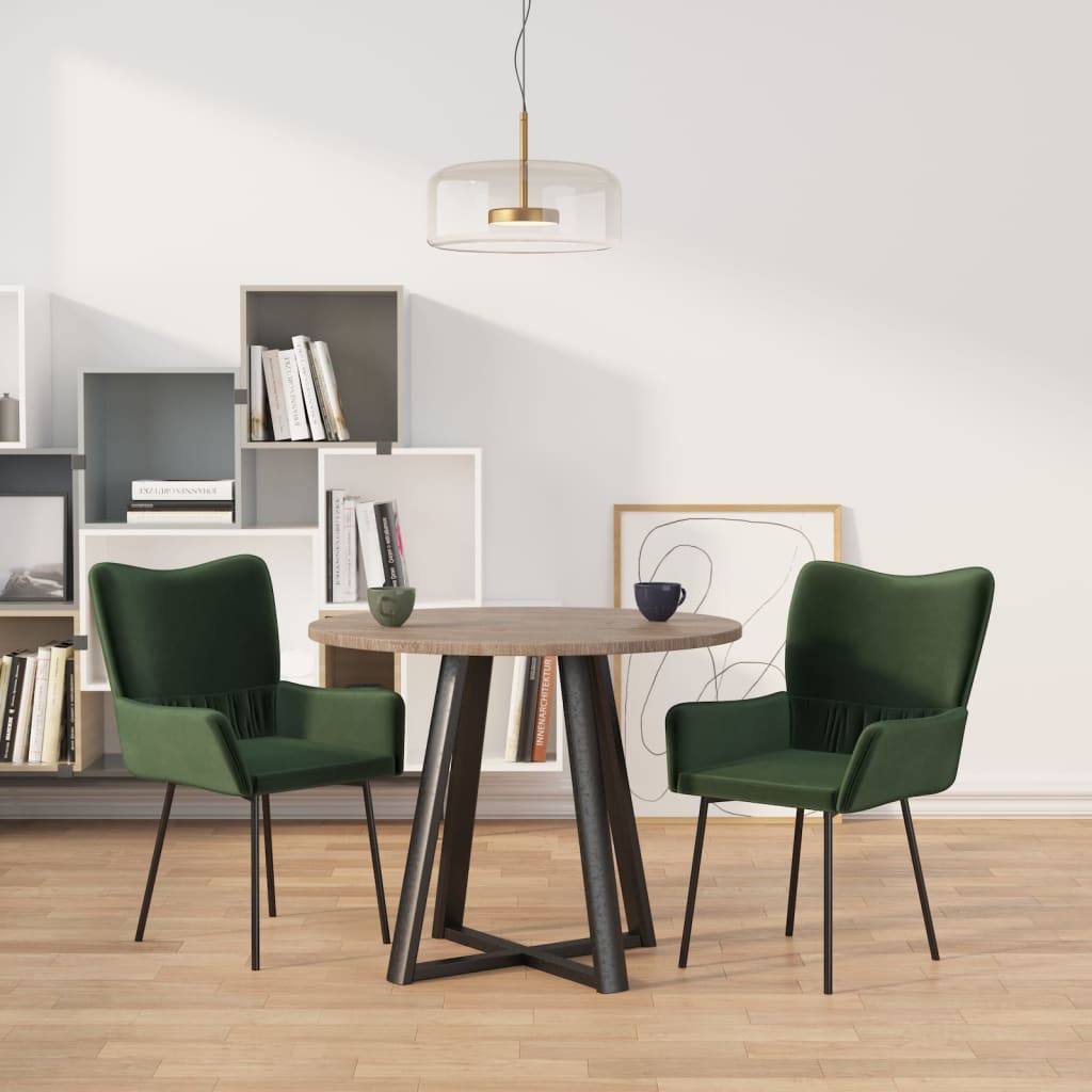 vidaXL Sillas de comedor 2 unidades terciopelo verde oscuro