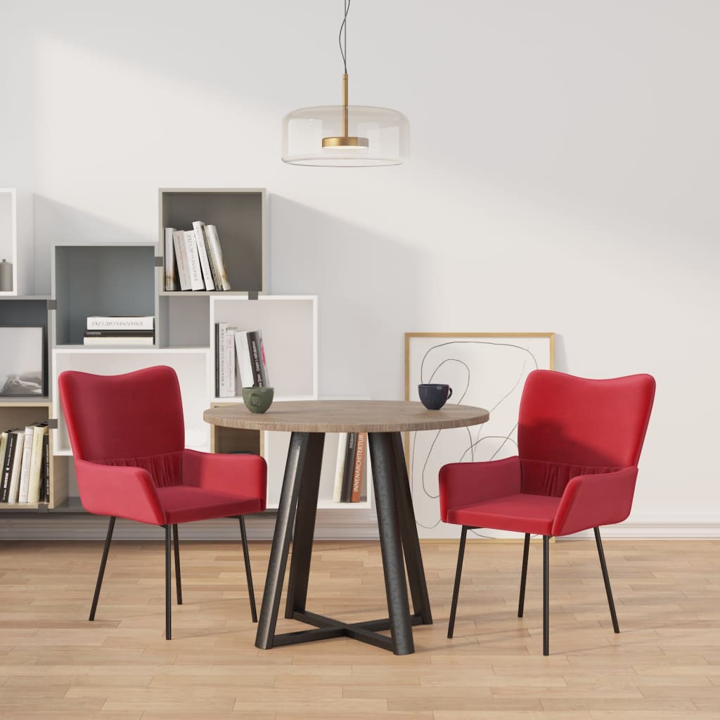 vidaXL Sillas de comedor 2 unidades terciopelo rojo tinto