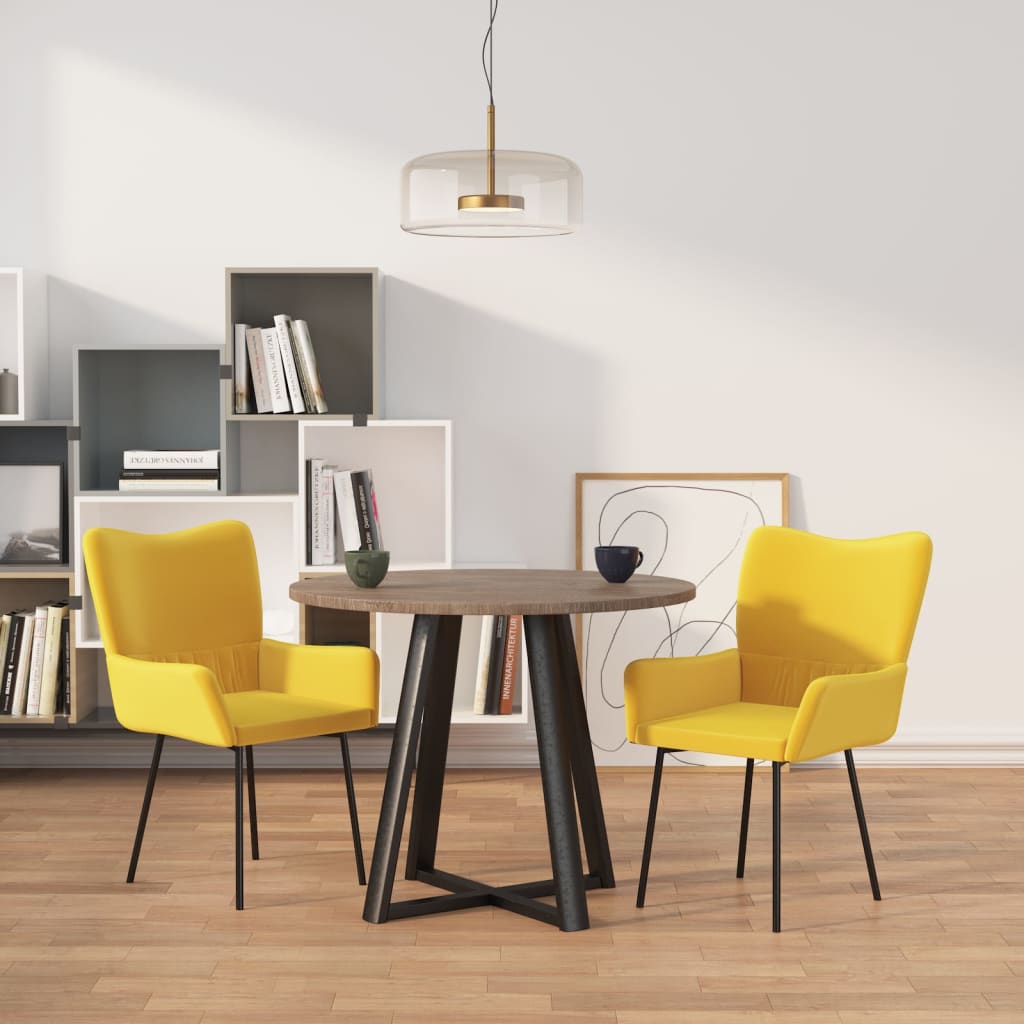 vidaXL Sillas de comedor 2 unidades terciopelo amarillo