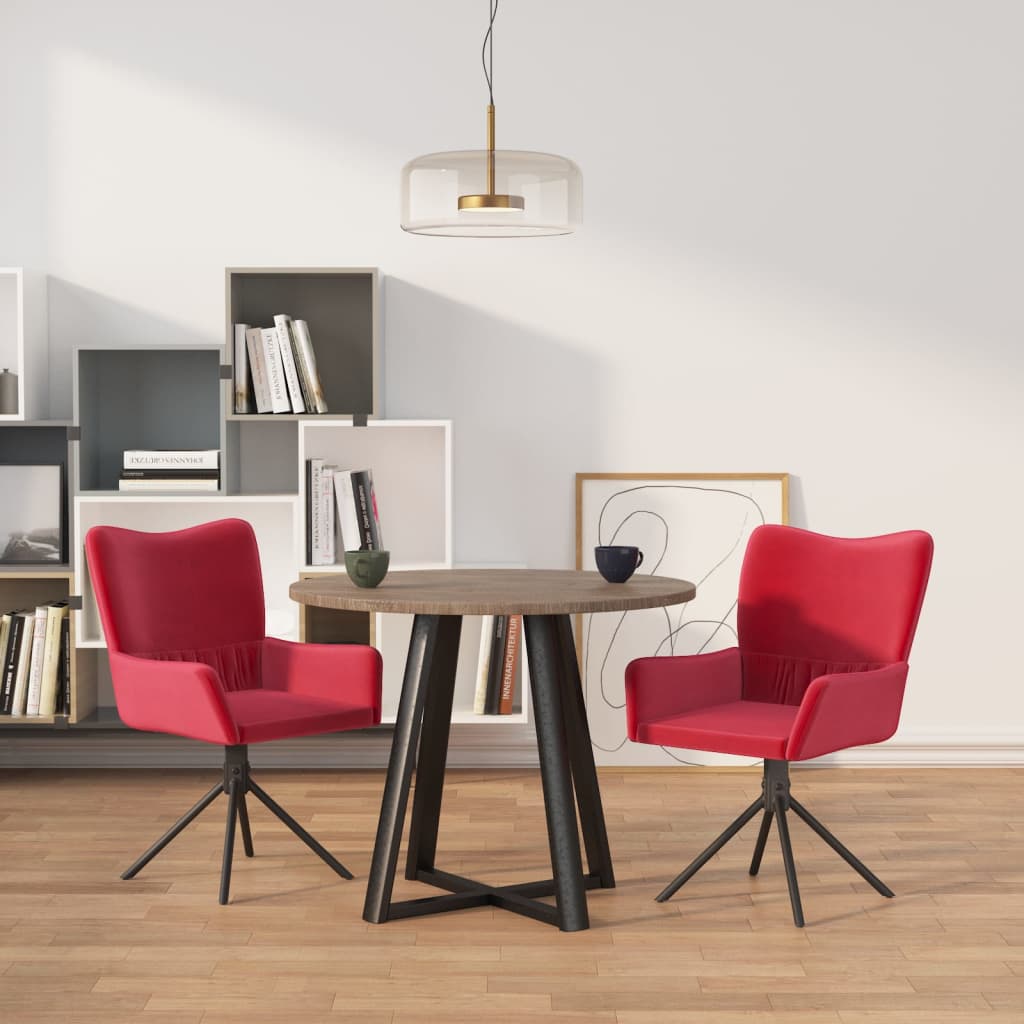 vidaXL Sillas de comedor giratorias 2 unidades terciopelo rojo tinto