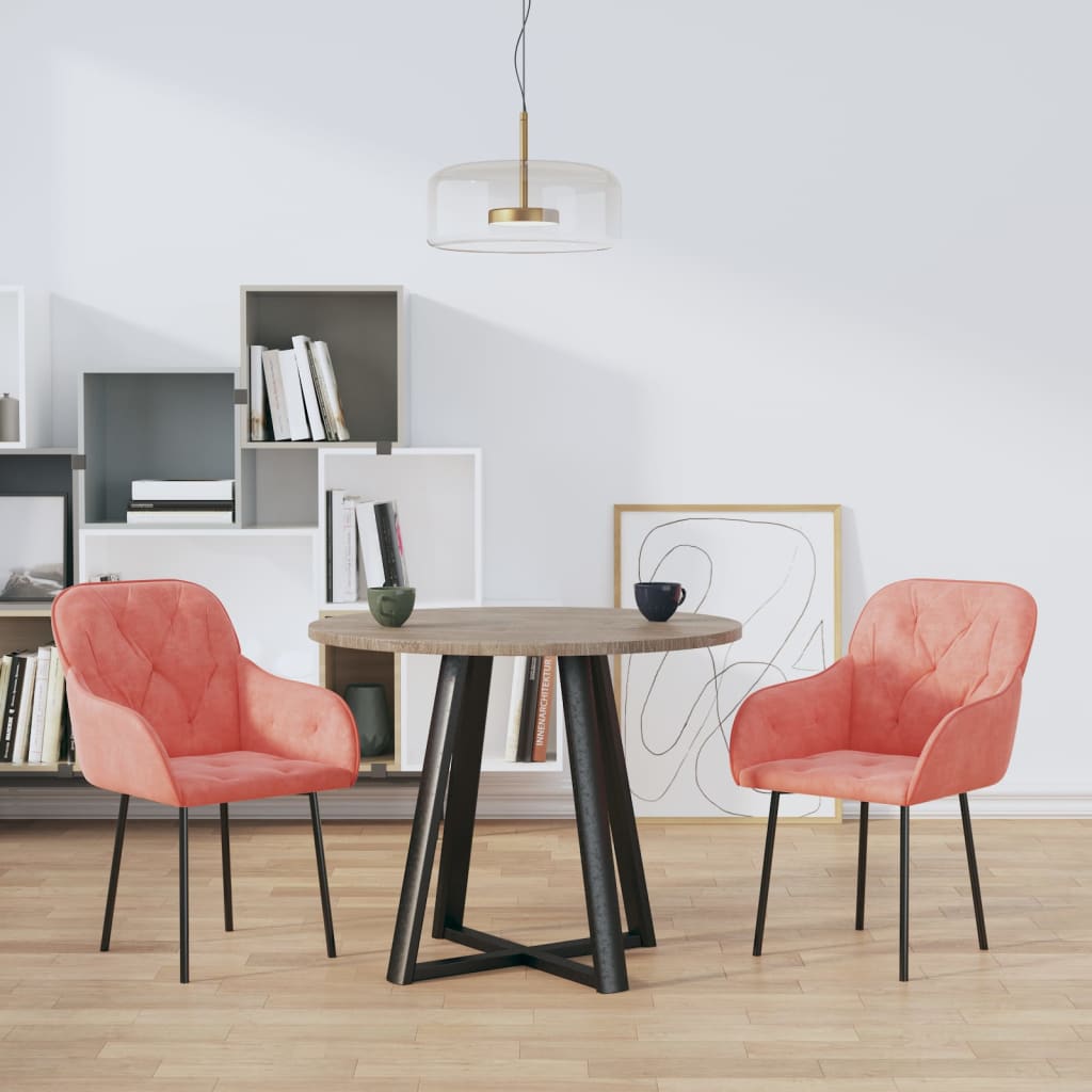 vidaXL Sillas de comedor 2 unidades terciopelo rosa