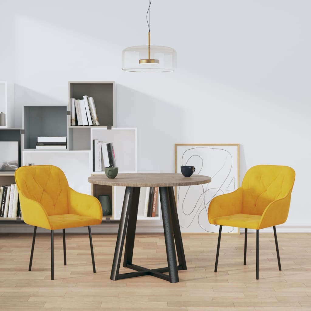 vidaXL Sillas de comedor 2 unidades terciopelo amarillo