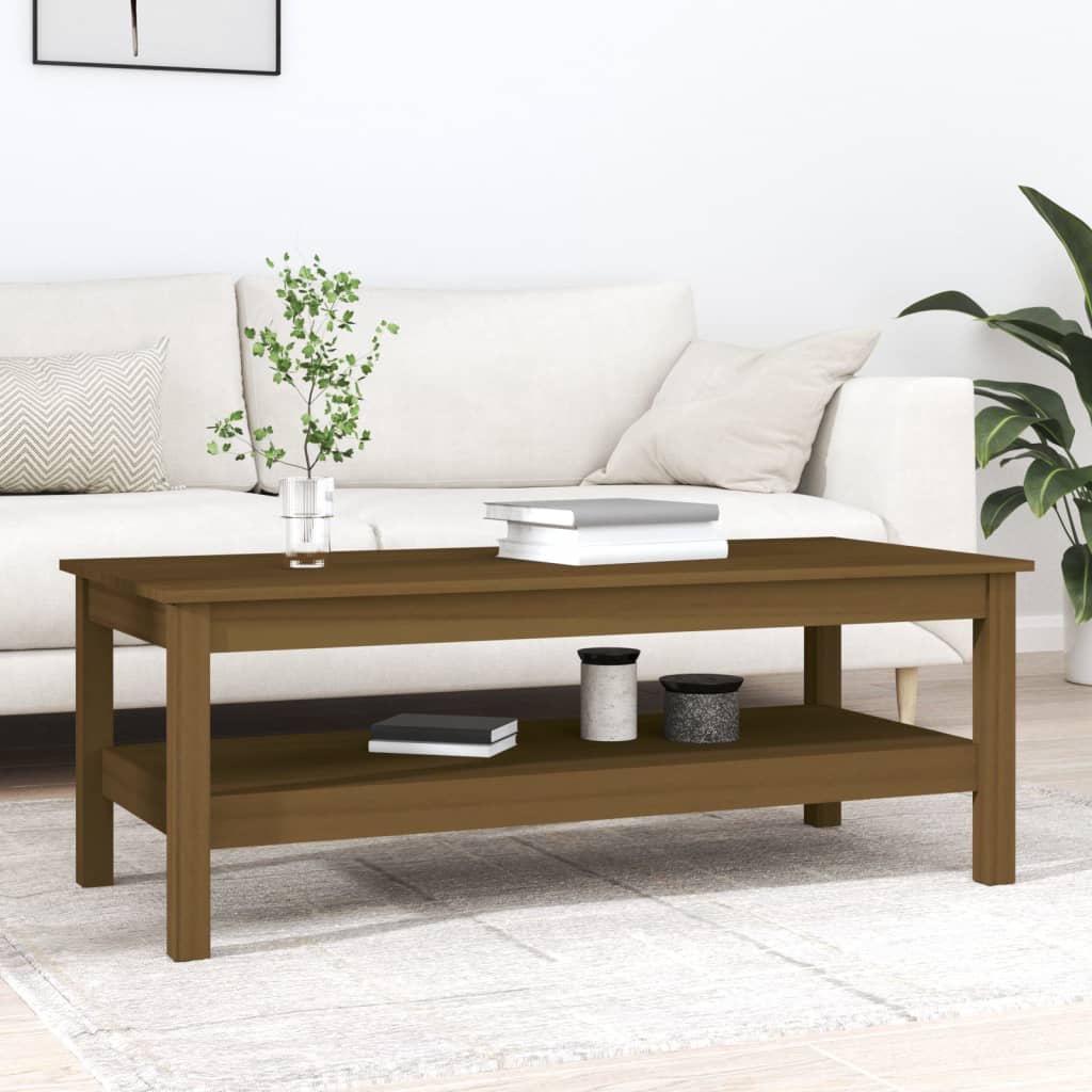 vidaXL Mesa de centro madera maciza de pino marrón miel 110x50x40 cm