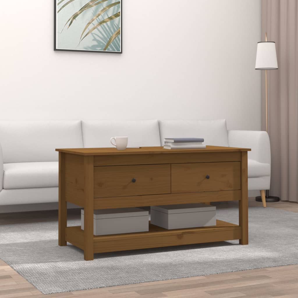 vidaXL Mesa de centro madera maciza de pino marrón miel 102x49x55 cm