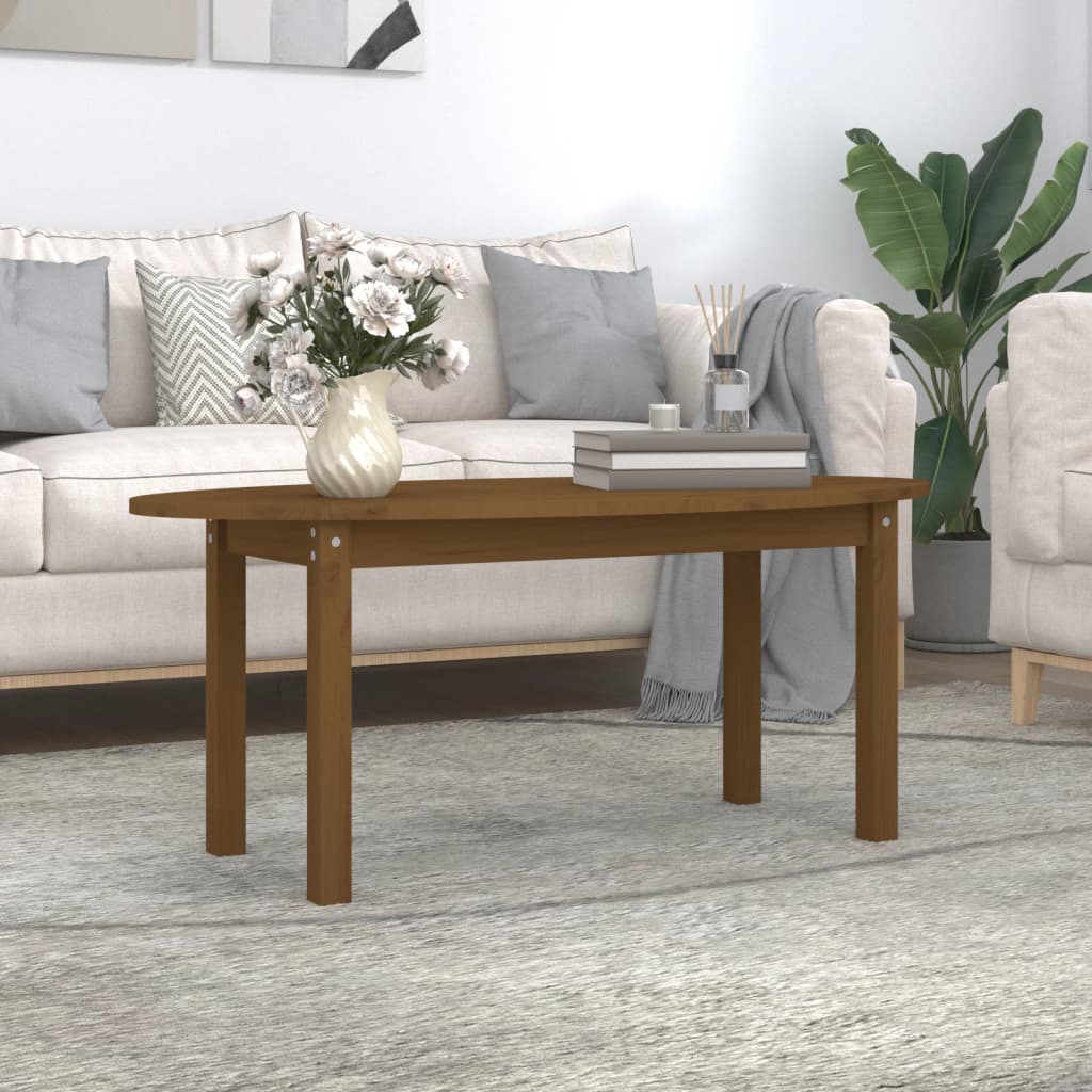 vidaXL Mesa de centro madera maciza de pino marrón miel 110x55x45 cm