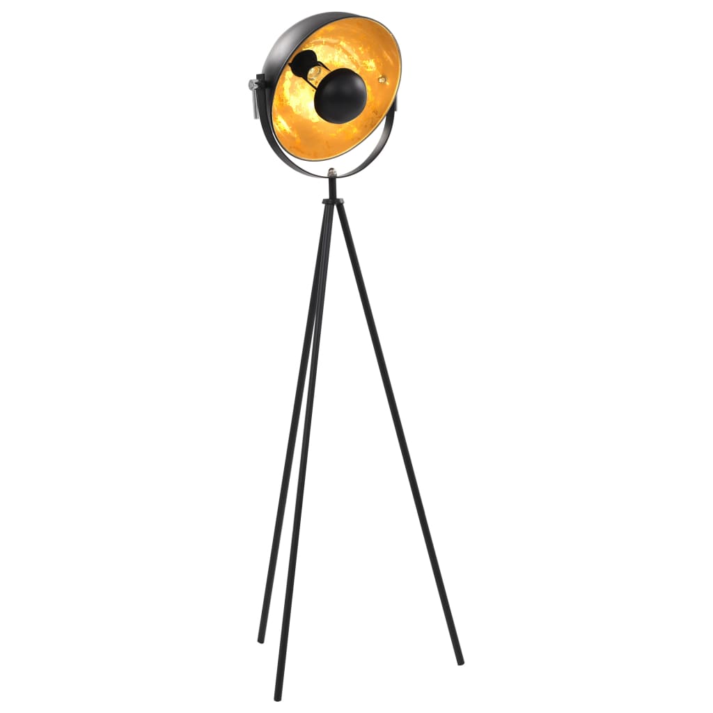 vidaXL Lámpara de pie negro y dorado E27 31 cm