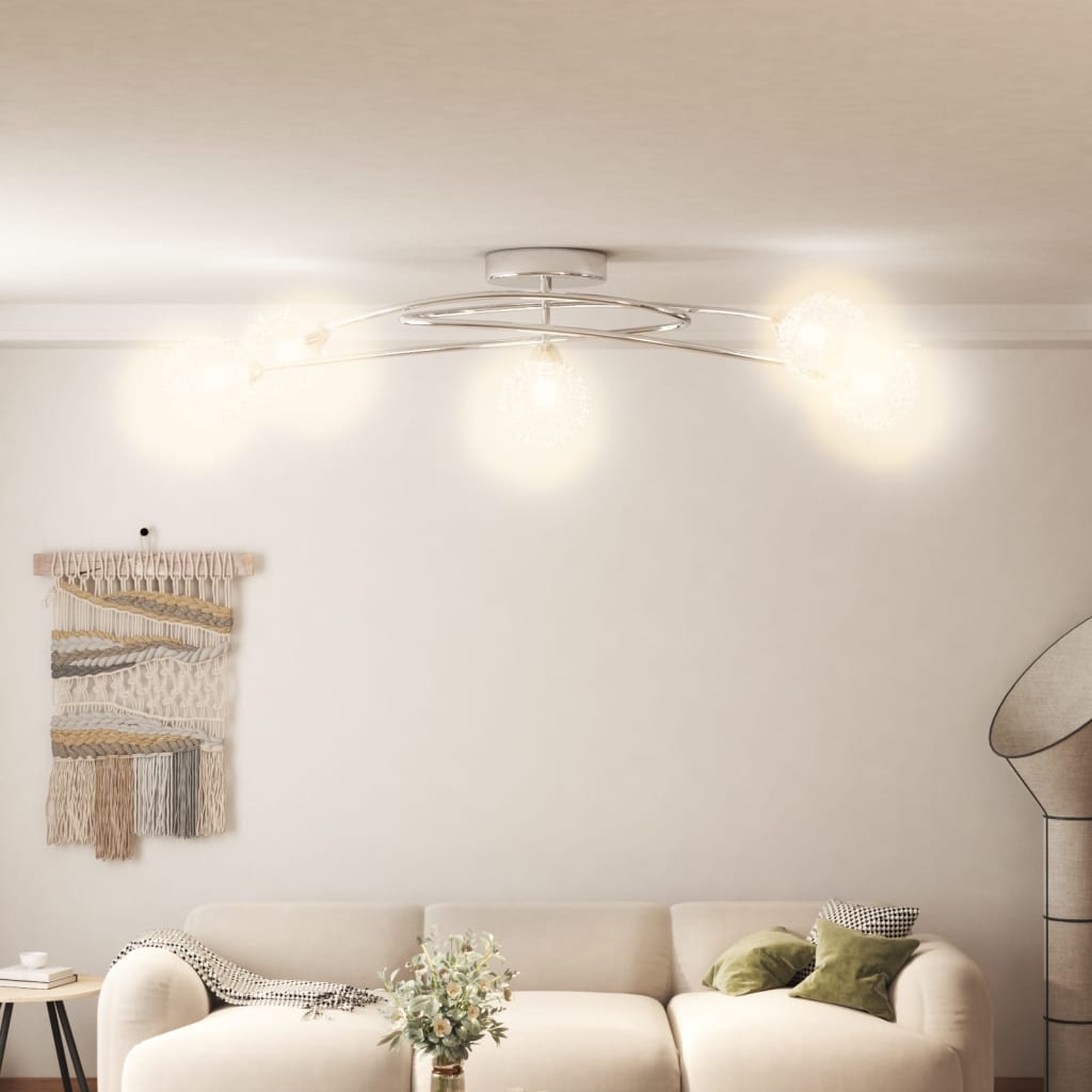 vidaXL Lámpara de techo con pantallas de alambre 5 bombillas LED G9