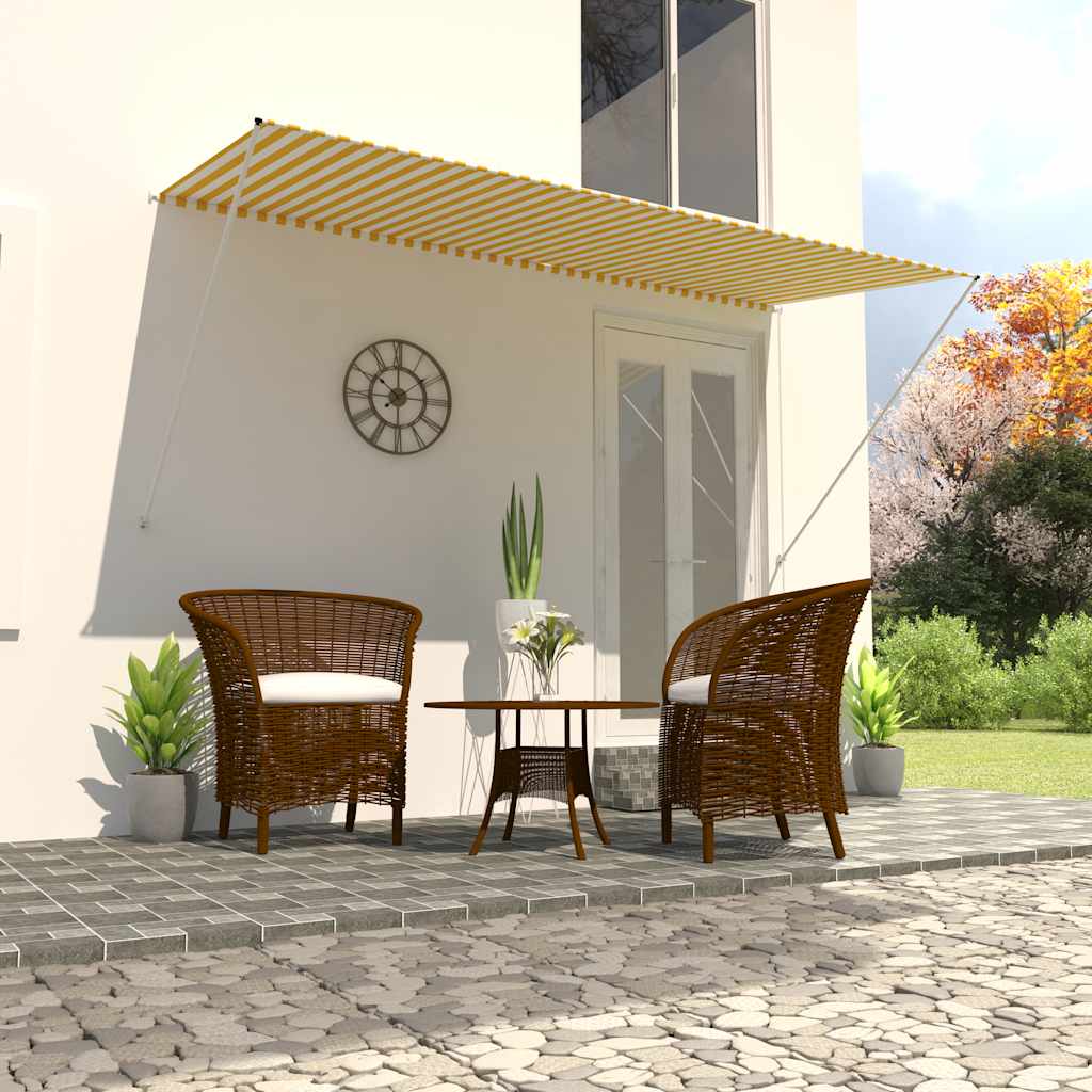 vidaXL Toldo retráctil 300x150 cm amarillo y blanco vidaXL Toldo retráctil 300x150 cm amarillo y blanco