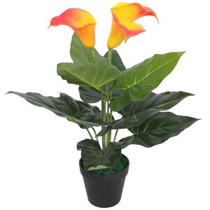 vidaXL Planta Cala Lilly artificial con macetero roja y amarilla 45 cm