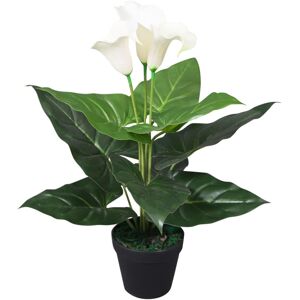 vidaXL Planta cala lilly artificial con macetero 45 cm blanca