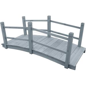 vidaXL Puente de jardín madera maciza de abeto gris 140x60x56 cm