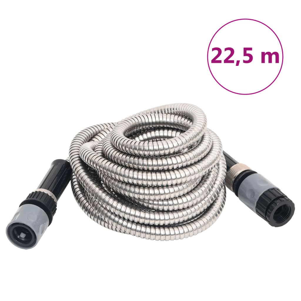 vidaXL Manguera jardín pulverizador acero inoxidable plata 14mm 22,5 m