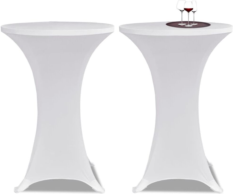 vidaXL Mantel cubierta elástica de mesa alta Ø 60 cm Blanco 2 unidades