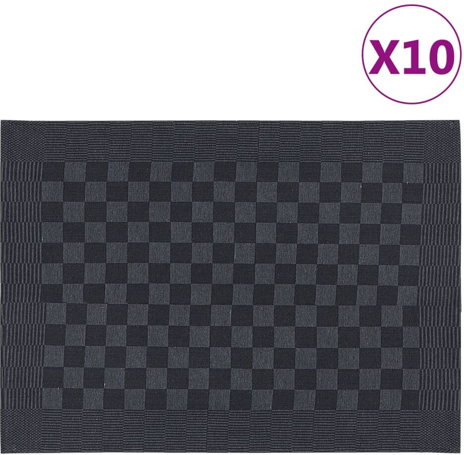 vidaXL Paños de cocina 10 uds algodón negro y gris 50x70 cm