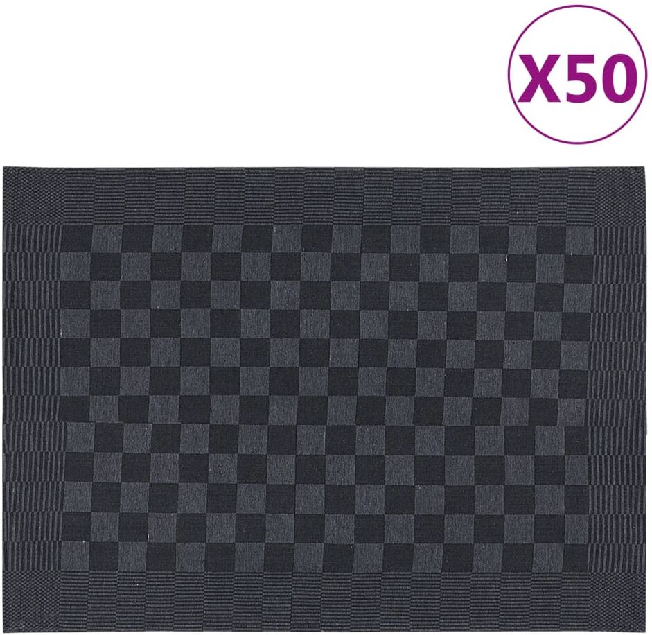 vidaXL Paños de cocina 50 uds algodón negro y gris 50x70 cm