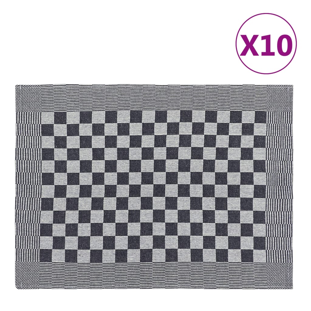 vidaXL Paños de cocina 10 uds algodón negro y blanco 50x70 cm