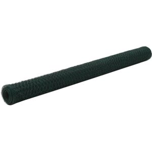 vidaXL Alambrada de gallinero acero revestimiento PVC verde 25x1,5 m