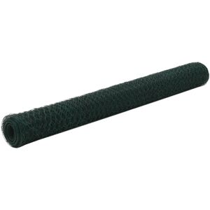 vidaXL Alambrada de gallinero acero revestimiento PVC verde 25x1,2 m