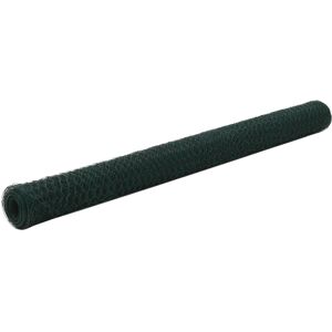 vidaXL Alambrada de gallinero acero revestimiento PVC verde 25x1,5 m