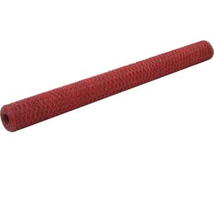 vidaXL Alambrada de gallinero acero revestimiento PVC rojo 25x1,5 m