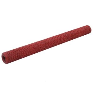 vidaXL Alambrada de gallinero acero revestimiento PVC rojo 25x1,5 m