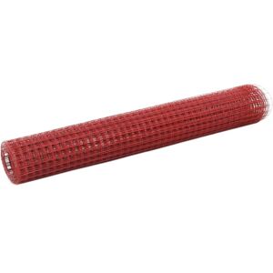 vidaXL Alambrada de gallinero acero revestimiento PVC rojo 10x1 m