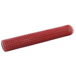 vidaXL Alambrada de gallinero acero revestimiento PVC rojo 10x1 m