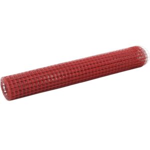 vidaXL Alambrada de gallinero acero revestimiento PVC rojo 10x1 m