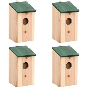 vidaXL Casa para pájaros 4 unidades madera 12x12x22 cm