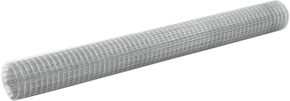 vidaXL Alambrada de gallinero acero galvanizado plateado 25x1,5m